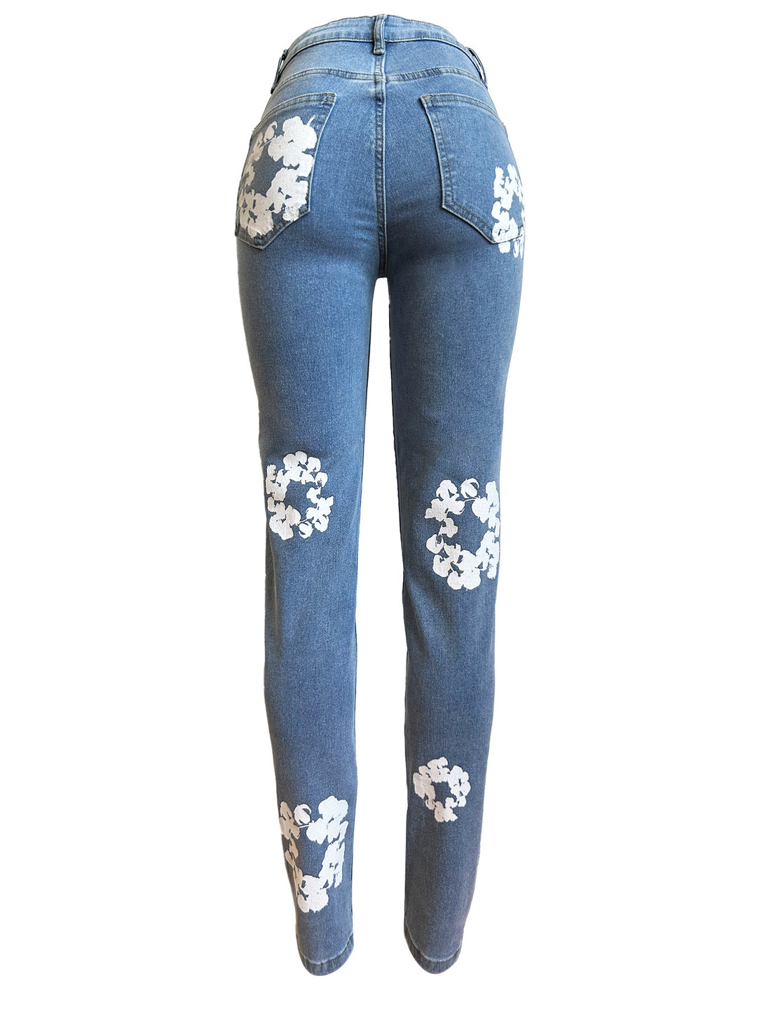 Floral Straight Leg Denim Jeans