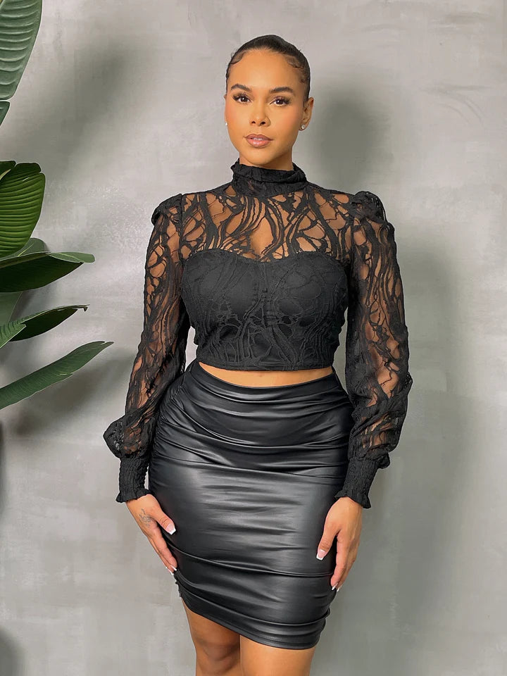 Ebony Lace Blouse - Black