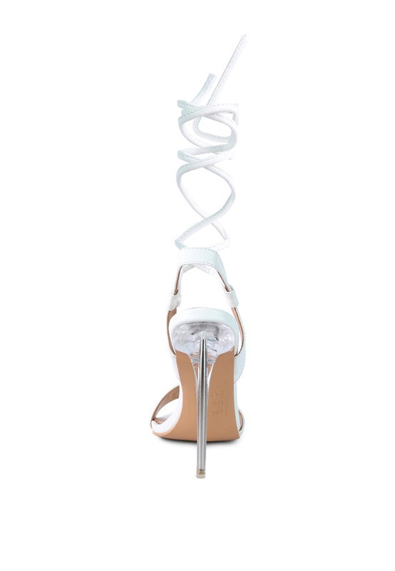 Sheeny Clear Stilletto Lace Up Sandal