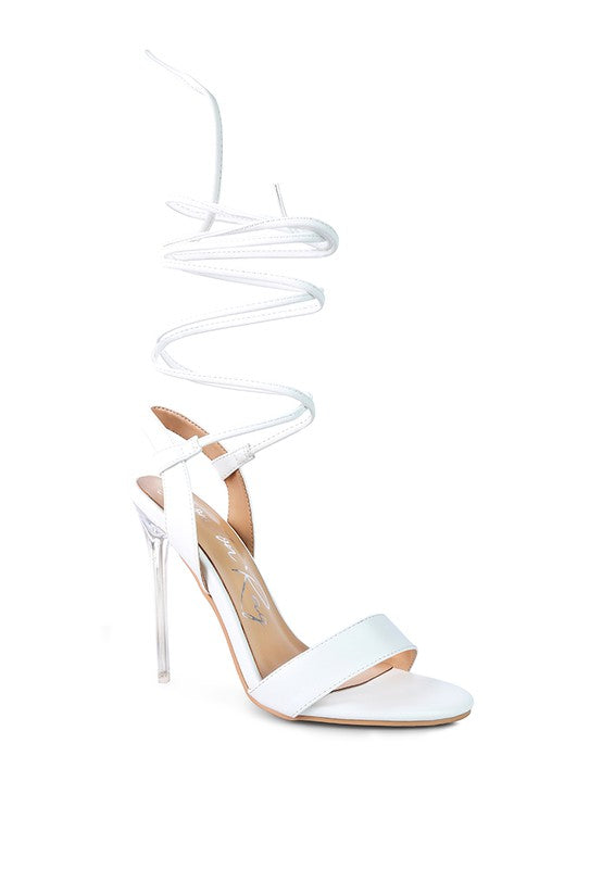 Sheeny Clear Stilletto Lace Up Sandal