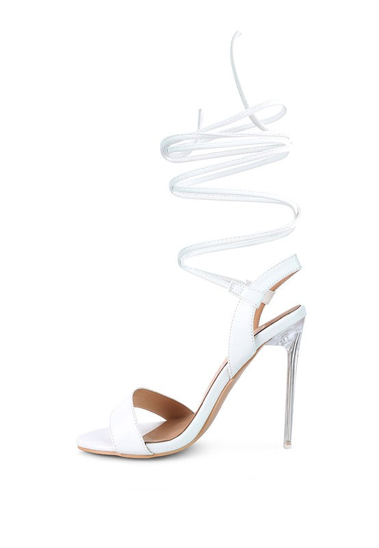 Sheeny Clear Stilletto Lace Up Sandal