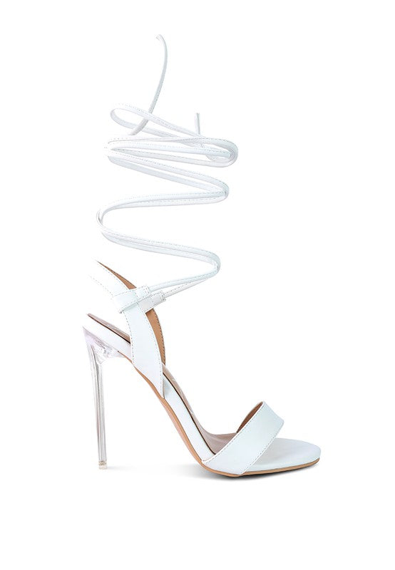 Sheeny Clear Stilletto Lace Up Sandal