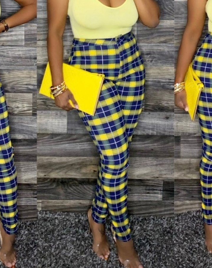 Plaid Me Pants (Blue/Yellow)