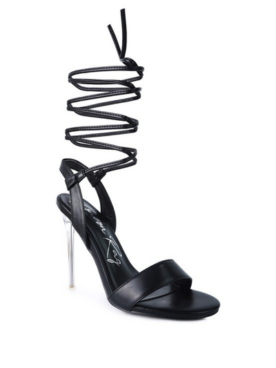 Sheeny Clear Stilletto Lace Up Sandal